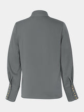Women's Elegant Satin Feel Shirt, Lapel Collar with Button Detail